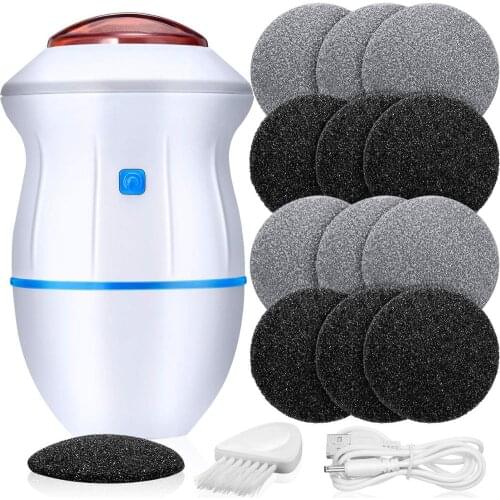 Portable Electric Vacuum Adsorption Foot Grinder Electronic Foot File Pedicure Tools Callus Remover Feet Care Sander with 12 Pcs