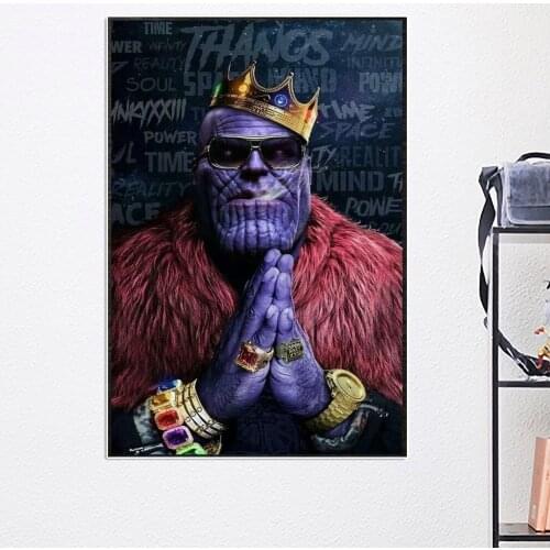 Marvel Avengers Movie Poster And Print Thanos With Crown Superhero Canvas Painting Wall Art Living Bedroom Home Decor Picture