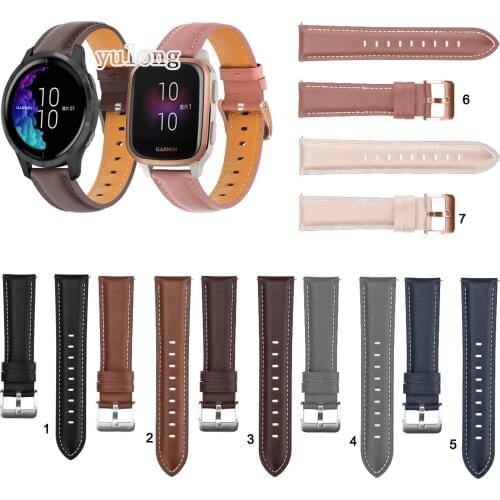 20mm Fashion Leather Watch Band Strap for Garmin Venu SQ Vivoactive 3 trainer music Smart Watch Replacement Wrist bands Bracelet