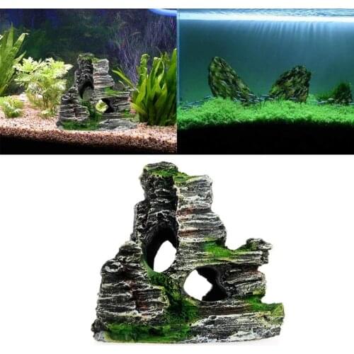Fish House Mountain View Aquarium Rockery Hide Cave Tree Fish Tank Aquarium Rock Cave Ornament Fish Tank Landscape Decor