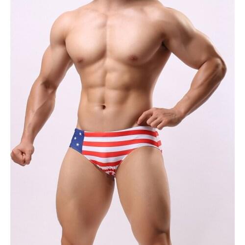 SD416 Trend flag print navy style swimwear men sexy men triangle swimsuit sunga board swim trunk bodybuilding shorts small size