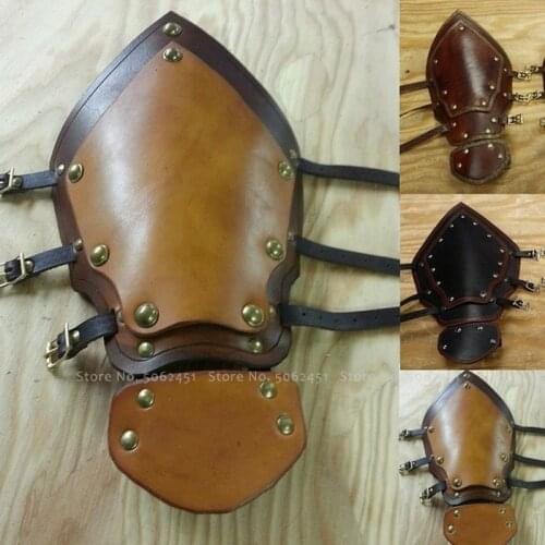 Medieval Men Retro Soldier Leather Bracer Halloween Cosplay Knight Belt Arm Armor Cuff Cross Gothic Punk British Style Wristband
