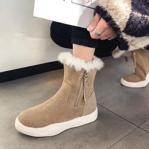 2019 Warm Plush Winter Snow Boots Zipper Ankle Boots Chunky sneakers Comfortable Faux Fur Boots Thick Bottom Women Shoes Woman