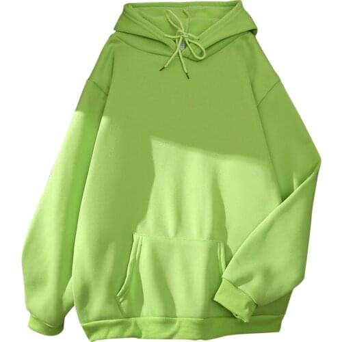 Oversized Hoodies Women Casual Solid Tops Long Sleeve Loose Hooded SweatshirtWith Pocket Harajuku Hoodies Autumn Winter Basic