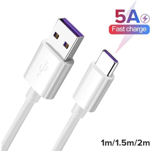 1m 1.5m 2m 5A Fast Charging USB C Cable Phone Charger Type C Cable Data Cord For Samsung Galaxy S9 S10 Huawei Xiaomi Oneplus