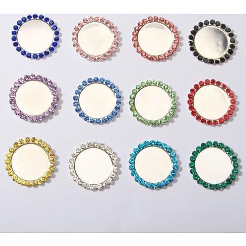 Inner 25mm Rhinestone Buttons Tray Bottle Cap Setting for Cabochons Cameo 10pcs BTN-5756