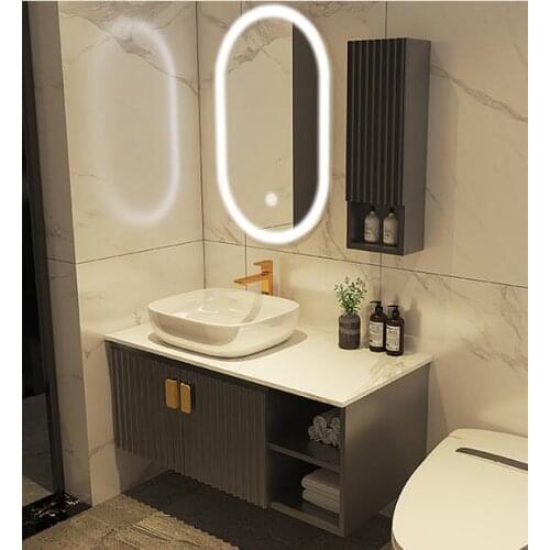 Rock plate integrated basin bathroom cabinet combined with intelligent toilet wash desk