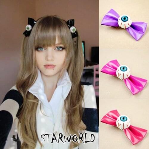 Kawaii Demon Eye Ball Hair Clip for Women Bow-knot Hair Clip Punk Cool Harajuku Solid BB Clip Cute Japanese Hair Accessories