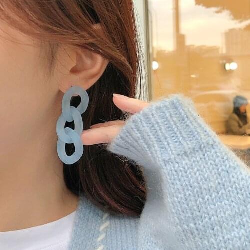 2021 New Transparent Color Chain Earrings for Women Cute Acrylic Fashion Drop Earrings Korean Trend Jewelry Gifts for Girls