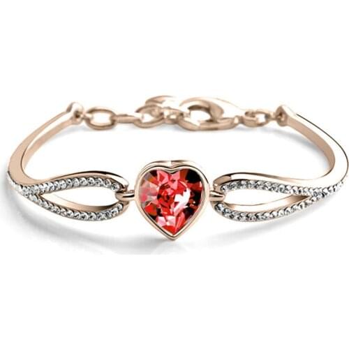 Crystal jewelry factory in Yiwu foreign trade jewelry Austrian Crystal Heart bracelet Korean bracelet 1430