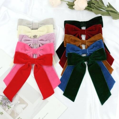 1 Pc 2021 Bow Hair With Clip Cute Girls Hair Scrunchies Women Hair Band Solid Velvet Fashion Girl Hairpin accessori capelli