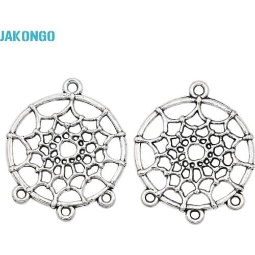 16PCS Antique Silver Bronze Plated Dream catcher Connector for Jewelry Making Earrings Necklace Findings DIY Handmade 34x28mm