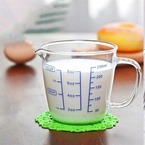 250ml/500ml Heat-resistant Glass Measuring Cup Childrens Milk Cup with Scale Microwave Measuring Cup Transparent Scale Cup