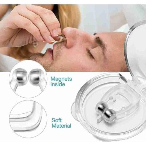3/4pcs Silicone Magnetic Anti Snore Stop Snoring Nose Clip Sleep Tray Sleeping Aid Apnea Guard Night Sleep Device With Case