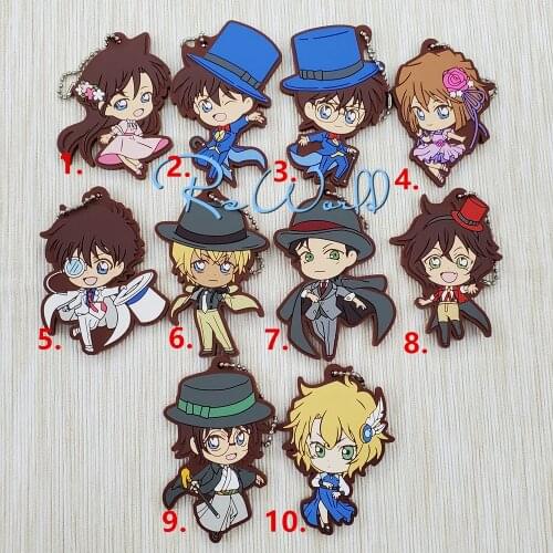 Anime Portachiavi Detective Conan Case Closed Resin Rubber Keychian Keyrings