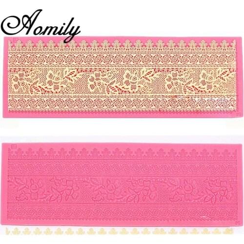 Aomily Beautiful Lace Flower Wedding Cake Silicone Flower Lace Fondant Mold Mousse Sugar craft Icing Mat Pad Pastry Baking Tool
