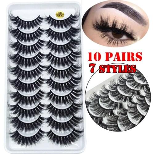 AY 10 Pairs Mink Eyelashes Natural/Thick 3D mink Faux Lashes Natural False Eyelash HandMade Eyelashes 2020 Woman Makeup Tools