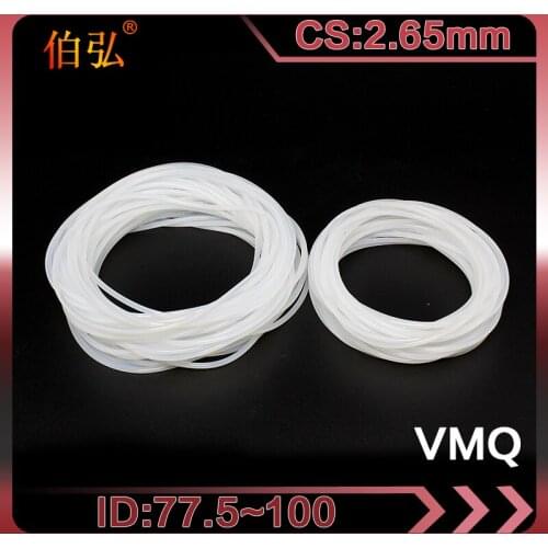 White Silicon Ring 1PC/lot Silicone/VMQ O-Ring CS2.65mm ID77.5/80/82.5/87.5/97.5/100mm Rubber O-Ring Seal Gasket Rings Washer