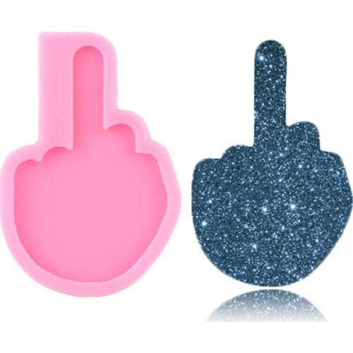 Shiny Love Sign Hand Middle Finger Silicone Mold DIY Craft Jewelry Making Epoxy Resin Keychain Molds Handmade Polymer Clay Mould