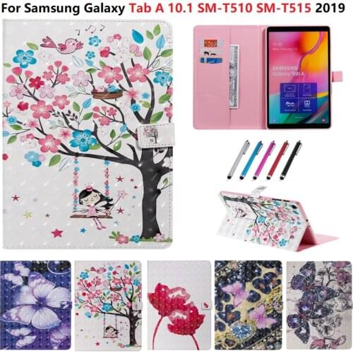 Painted Girl Cover For Samsung Galaxy Tab A 10.1 2019 Case Funda SM-T510 SM-T515 Wallet Stand Tablet Case Tab A 10 1 Caqa Women