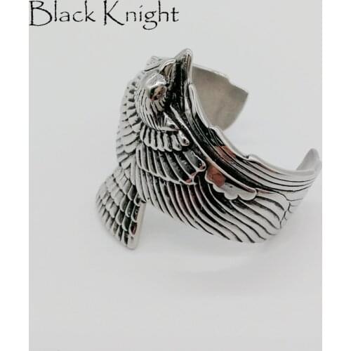 Black Knight womens Vintage eagle bangle Retro silver color stainless steel animal eagle bangles bracelet fashion BLKN0573