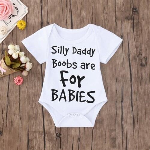 DERMSPE 2019 New Casual Newborn Baby Boys Girls Short Sleeve Letter Printed Cotton Romper Baby Jumpsuit Clothes White Hot Sales