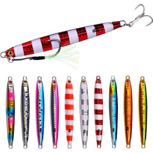 1PCS Jig Fishing Lure 10g/20g/30g/40g/60g Iron Plate Fishing Baits Luminous Winter Ice Metal Fishing Baits Long Shot Baits