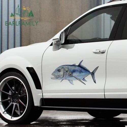 EARLFAMILY 43cm x 23.1cm for Giant Trevally Fish Funny Car Stickers Vinyl Car Wrap Decal Creativite Scratch-Proof Decoration
