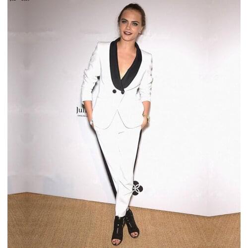 Elegant White Women Blazer Suits Fashion Ladies Pantsuit Costumes Womens Suits Blazer with Pants Custom Made