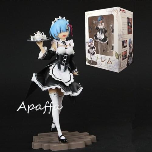 22CM Anime Re:Life In A Different World From Zero Rem Figure Face Change Maid Outfit Tray Meteor Hammer Rem Action Figure Model