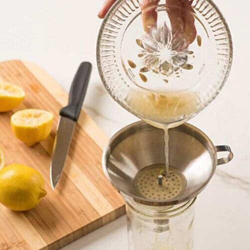 3PCS/Set Stainless Steel Filter Funnel 3 Size Hanging Type Funnel With Strainer Oil Honey Home Kitchen Measuring Tools