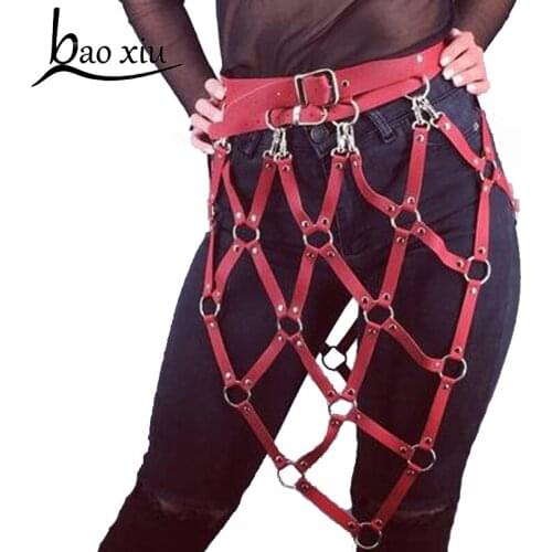Hot sexy Punk women men Gothic Leather Harness belt slim Body Bondage Fetish Corset Sculpting Harness Waist Belt Straps Belt