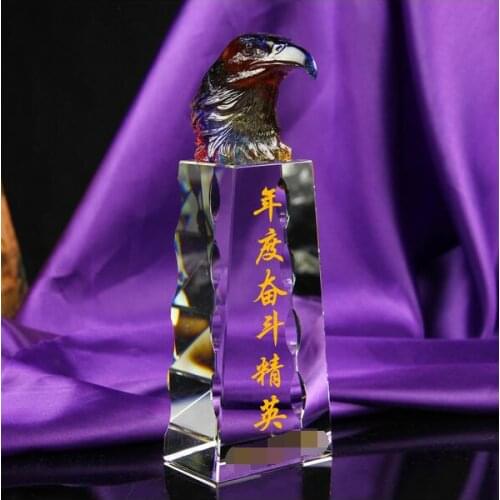 Crystal glass trophy crafts gifts eagle Cheap custom-made high-grade awards