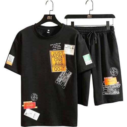 Man Set t Shirt + Short Pants Tacksuits Mens Sport Suit Running White Black Sets Clothes Sports Joggers Training Gym Fitness