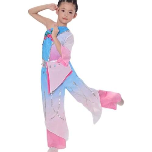 Chinese Folk Dance Costume Yangko Fan Dance Clothing Traditional Chinese Performance Stage Costume