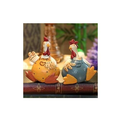 Hot Sell European Village Resin Easter Decoration Figurines Chicken House Toy Decoration Home Two Piece Set