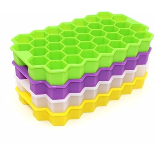 Ice Cube Trays, 37 Cubes Ice Trays with Lid Stackable Mini Cocktail Whiskey Ice Cube Mold Storage Containers