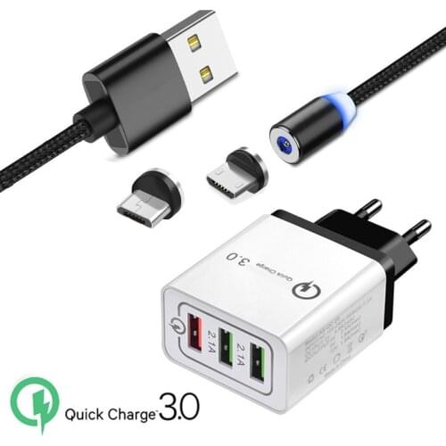 Magnetic Micro USB Charge Cable For Samsung Galaxy A10 J8 J6 J4 A2 Core cellphone QC 3.0 USB Fast charger Xiaomi 7A Redmi 5 6 7