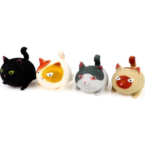 Kawaii Angry Cats Squeeze Anti Stress Relief Squshy Doll Ball Animal Fidget Hand Desk Cute Toys For Girls Kids Gift Dogs Pets