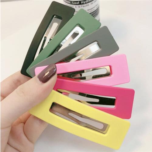Fashion Vintage Hollow Hair Clip for Women Geometric Rectangle Candy Colors Hair Clips Girls Barrette Hairpins Hair Accessories