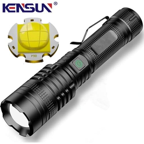 5 Modes Self Defensive Flashlight XHP90 Led Zoomable Waterproof Usb Recharge Hunting Torch Light
