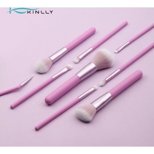KINLLY 9pcs Purple Makeup Brush Set High Quality Synthetic Hair Professional Powder Foundation Eye Shadow Cosmetic Tools