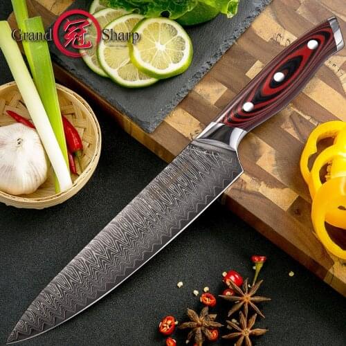 8 Inch Chef Knives High Carbon VG10 Japanese 67 Layers Damascus Kitchen Knife Stainless Steel Knife G10 Handle Gift Grandsharp