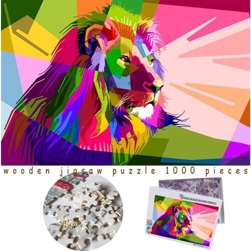 MOMEMO Colorful Lion Wooden Jigsaw Puzzles 1000 Pieces Toys Adults Animal Puzzle Toys Can Be Customized 1000 Pieces Puzzle Toys