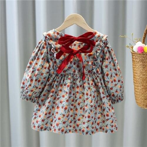 Girls Princess Dress New Summer Kids Floral Dress for Toddler Sweet Children Party Vestidos Long Sleeve Infant Baby Clothing