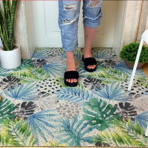 PVC Silk Loop Dust-proof Green Leave Doormat Home Decorative Floor Rug High-grade Thickening Elastic Yarn Non-slip Carpet