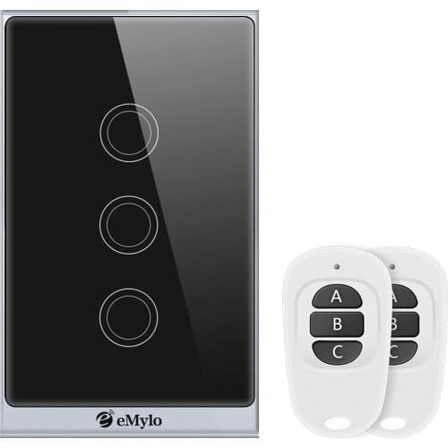 EMylo Smart WiFi Touch Panel Wall Light Switch Wireless Remote Control 3 Gang Timing Function Work with Alexa Echo, Google Home