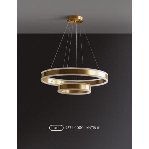 All copper chandelier living room lamp circular ring modern art bar counter creative personality restaurant lamp