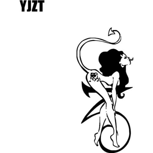 YJZT 13.4*6.1CM Firece Naked Demon Snake Sexy Girl Vinyl Decal Fashion Design Car Sticker Black/Silver Zero Defect C20-0545