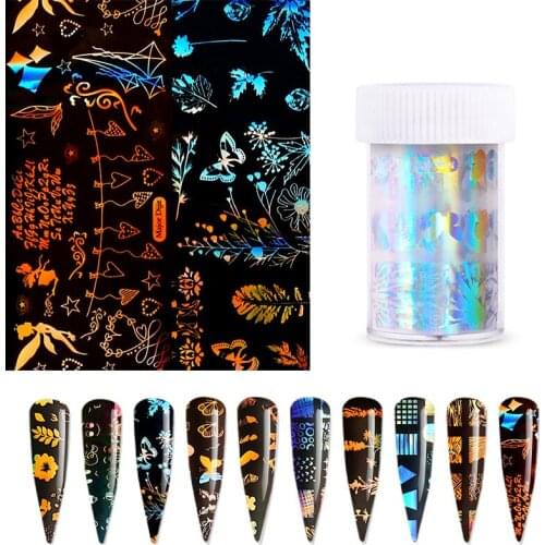 Nail Star Paper 1 bottle 4 * 100cm laser butterfly flower pattern Star paper nail transfer paper nail art decorations nail decal